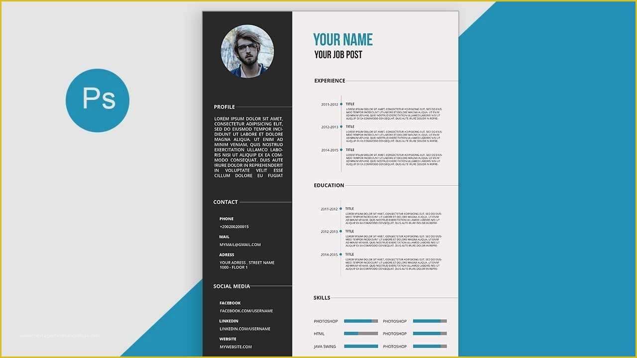 Free Photoshop Resume Templates Of Cv Resume Template Design Tutorial with Shop Free Psd