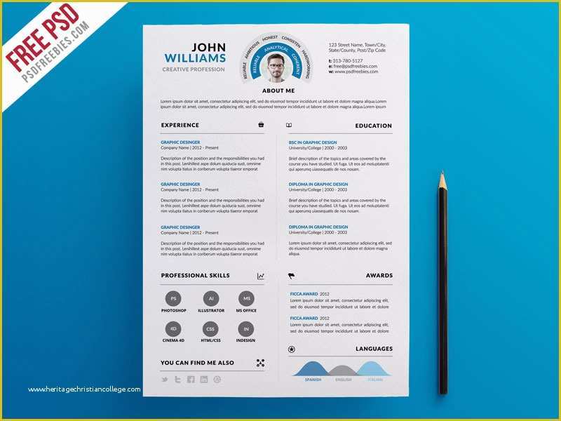 Free Photoshop Resume Templates Of Free Psd Clean and Infographic Resume Psd Template by