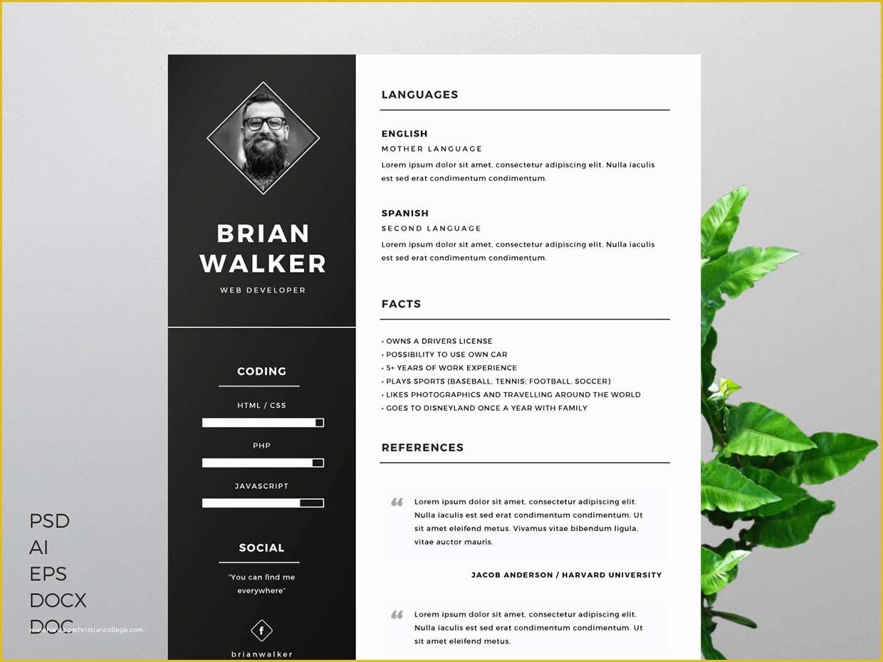 Free Photoshop Resume Templates Of Free Resume Template for Word Shop & Illustrator