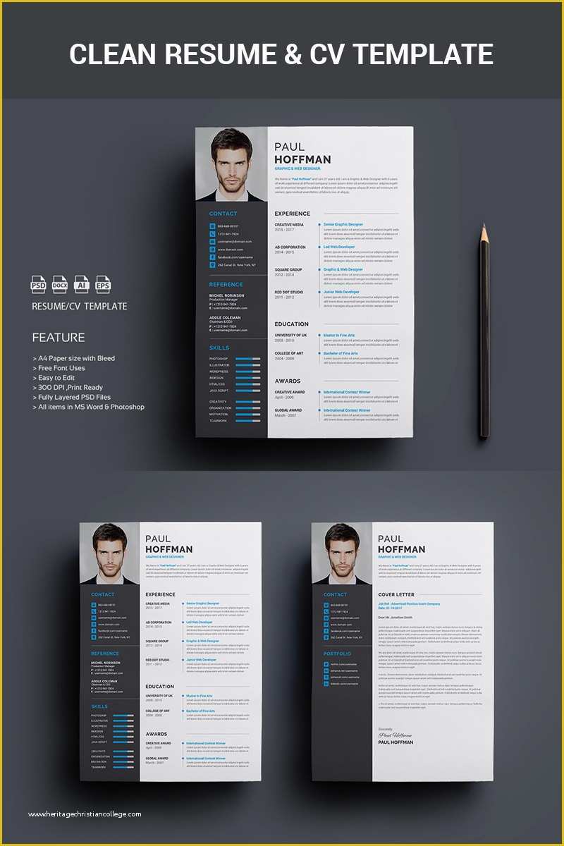 Free Photoshop Resume Templates Of Prémium Resume Cv Paul Hoffman Önéletrajz Sablon