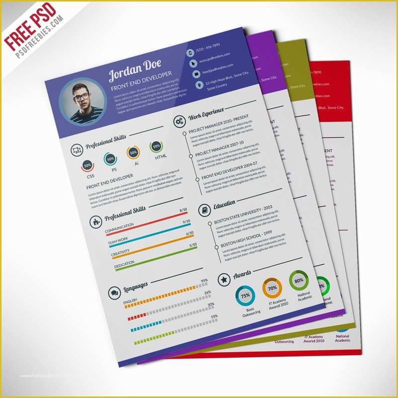 Free Photoshop Resume Templates Of Professional Resume Cv Template Free Psd