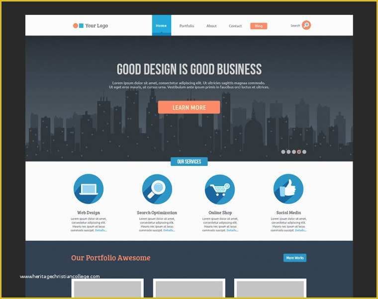 Free Photoshop Website Templates Of Flat Business Website Template Free Psd