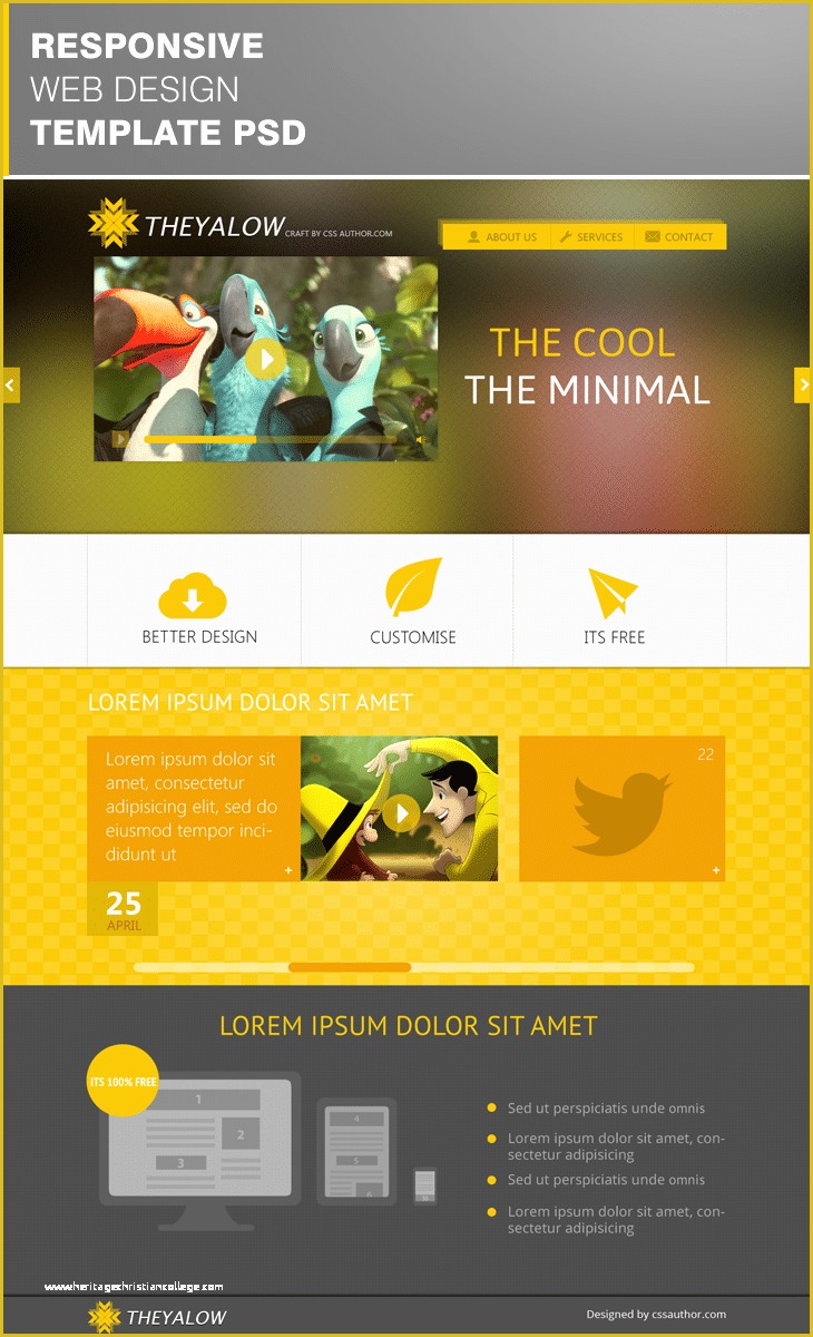 Free Photoshop Website Templates Of theyalow A Responsive Web Design Template Psd for Free