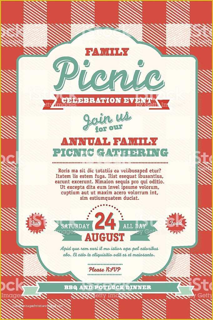 Free Picnic Invitation Template Of Bbq Tablecloth Picnic Invitation Design Template Stock
