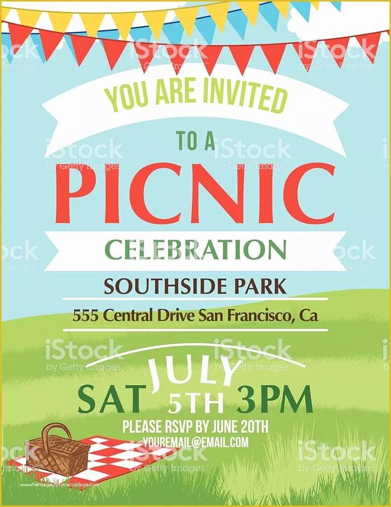 Free Picnic Invitation Template Of Cartoon Summer Picnic Invitation Template Stock Vector Art