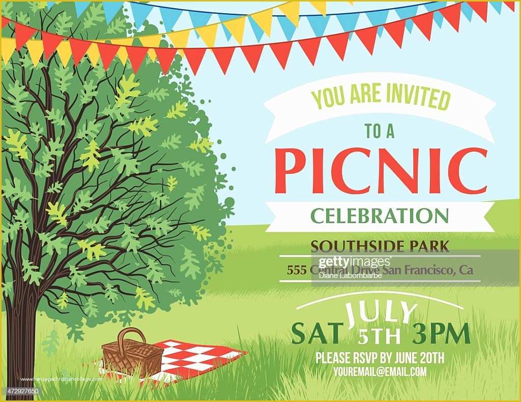 Free Picnic Invitation Template Of Cartoon Summer Picnic Invitation Template Vector Art