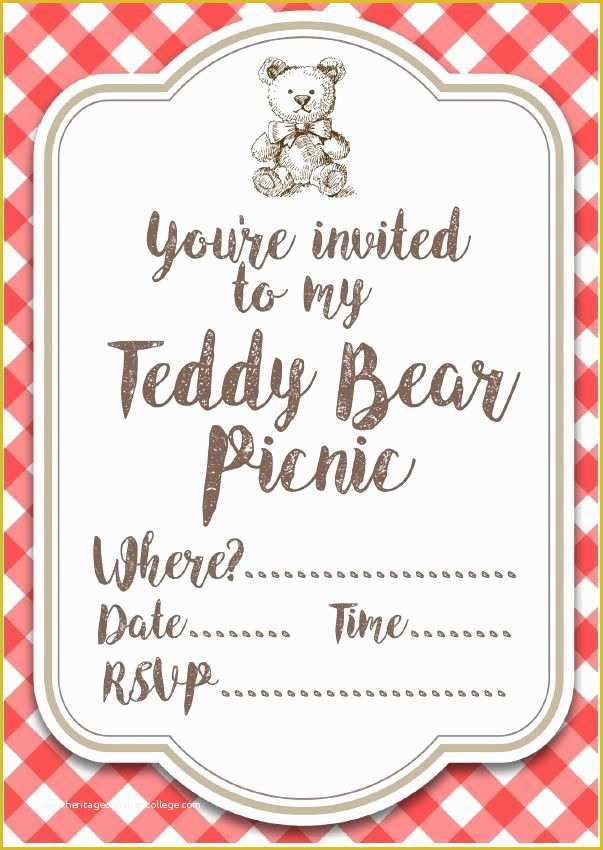 Free Picnic Invitation Template Of Free Printable Teddy Bear Picnic Invites