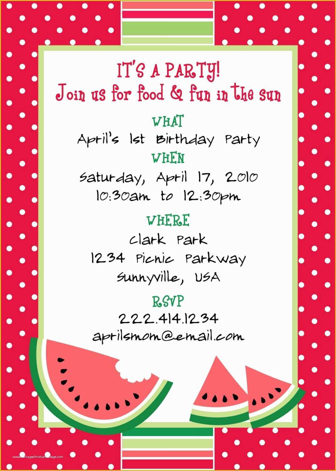 Free Picnic Invitation Template Of Printable Watermelon themed Party Invitation