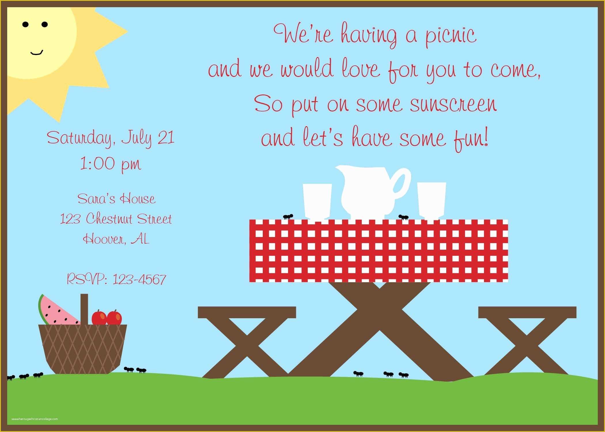 Free Picnic Invitation Template Of Summer Picnic Invitation Summer Party by Lilypadboutiquestore