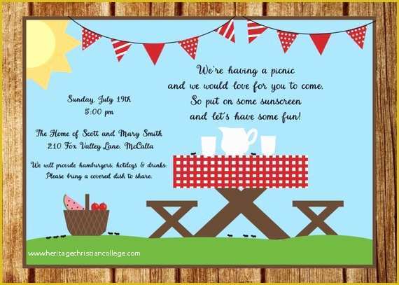 Free Picnic Invitation Template Of Summer Picnic Invitation Summer Party Invitation Custom Park