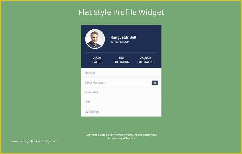 Free Picture Templates Of Flat Style Profile Responsive Wid Template by W3layouts