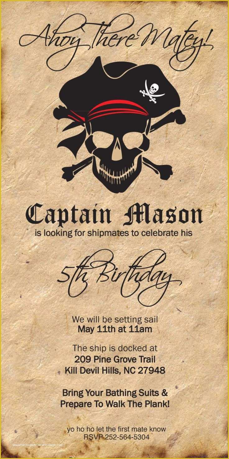 Free Pirate Invitation Template Of 25 Best Ideas About Pirate 