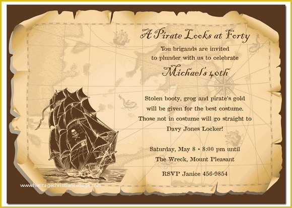 Free Pirate Invitation Template Of A Pirate Looks at forty Invitations by Noteworthy