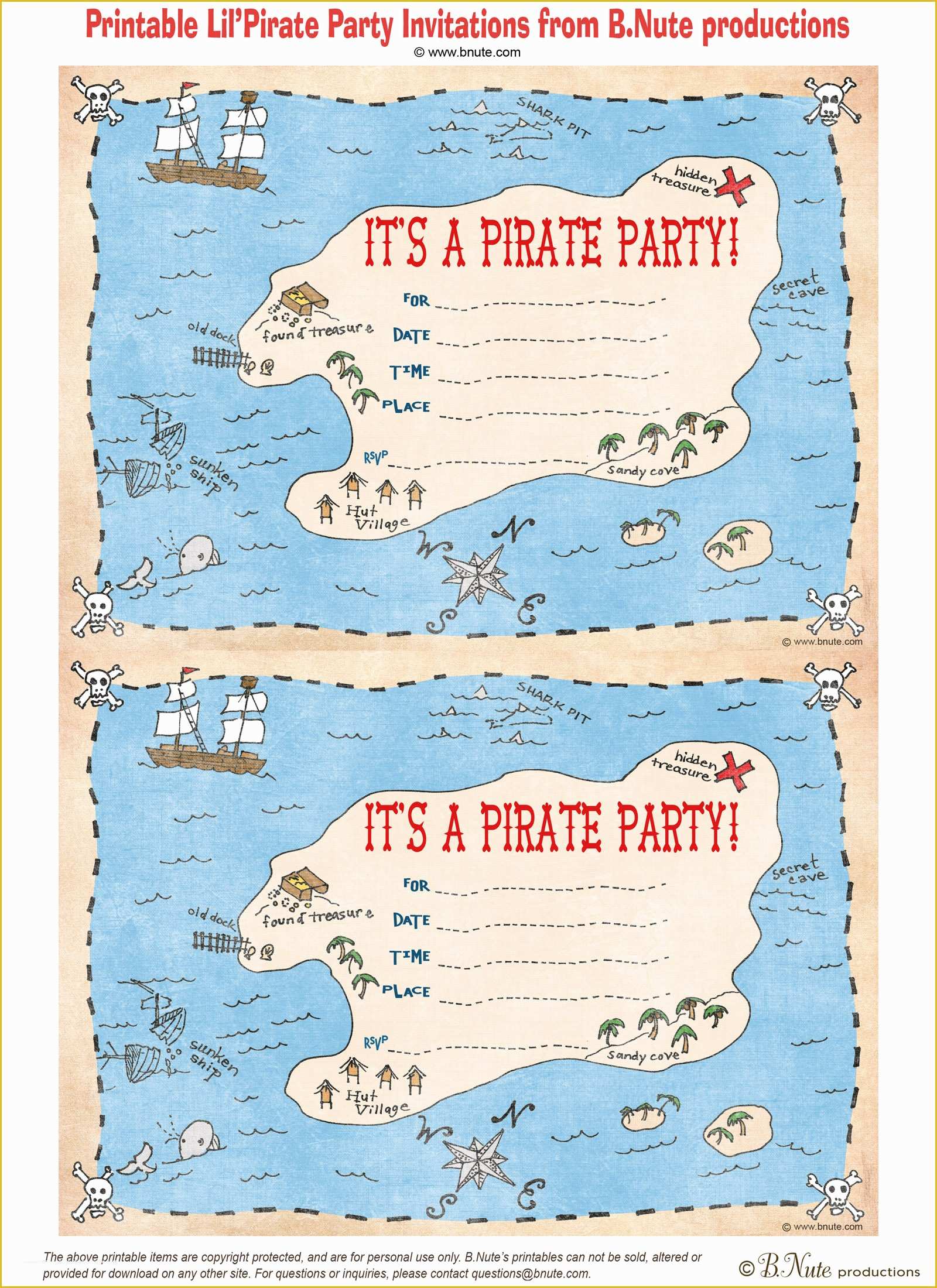 Free Pirate Invitation Template Of Bnute Productions Free Printable Pirate Party Invitations