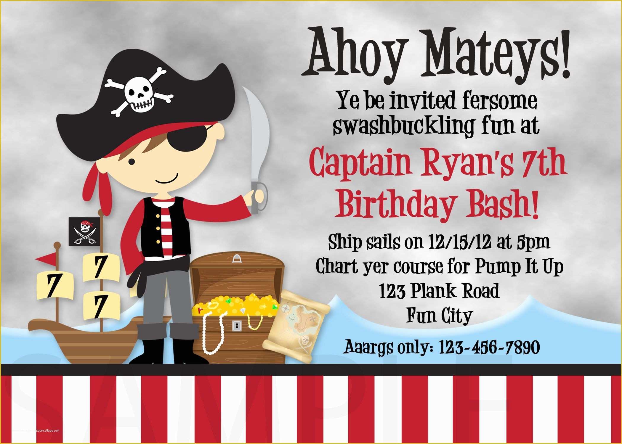 Free Pirate Invitation Template Of Cool Free Template Pirate Birthday Party Invitation