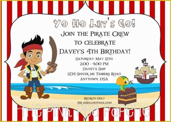 Free Pirate Invitation Template Of Free Jake and the Neverland Pirates Birthday Invitations
