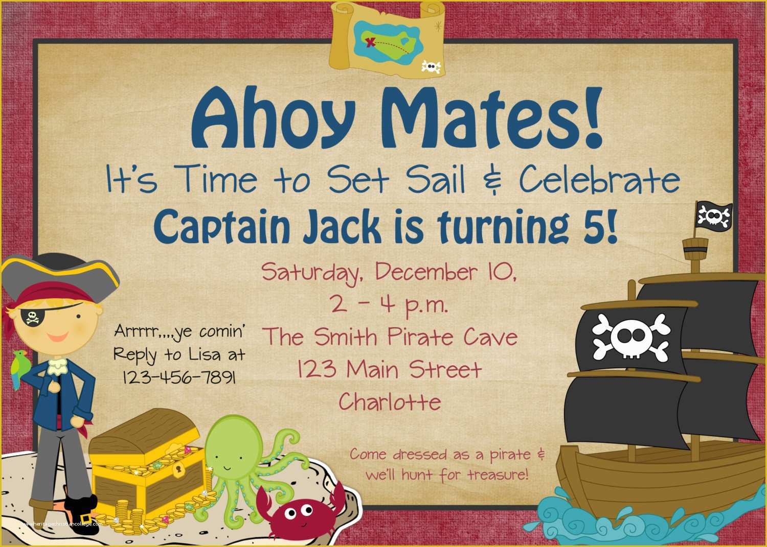 Free Pirate Invitation Template Of Free Printable Pirates Birthday Party Invitations