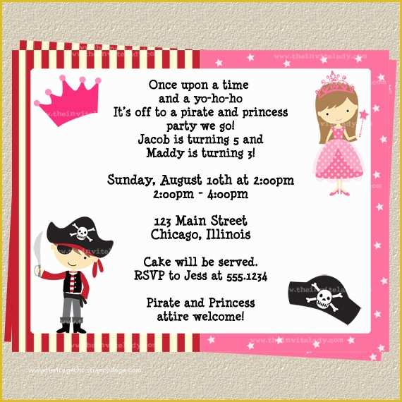Free Pirate Invitation Template Of Free Printable Princess and Pirate Birthday Party