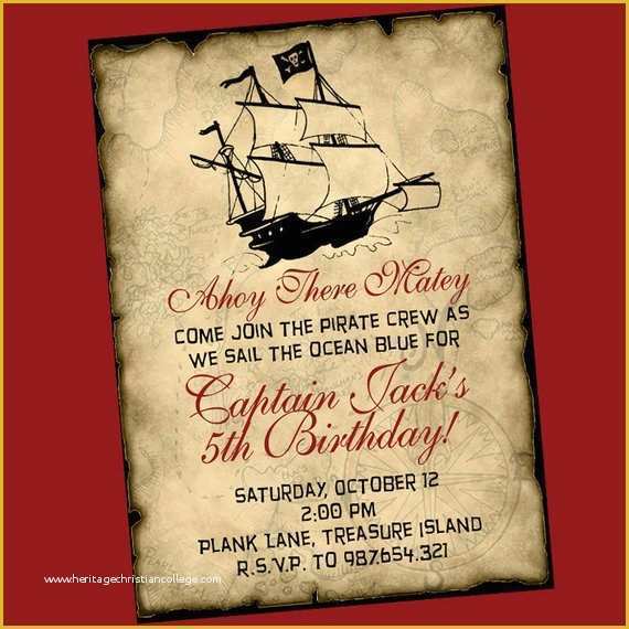 Free Pirate Invitation Template Of Items Similar to Pirate Birthday Invitation On Etsy