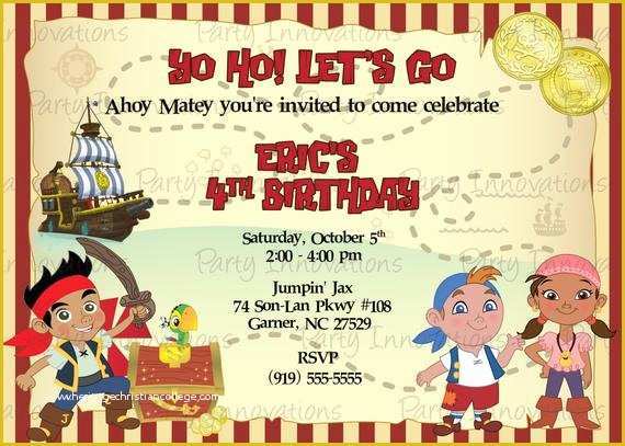 Free Pirate Invitation Template Of Items Similar to Printable Jake and the Neverland Pirates