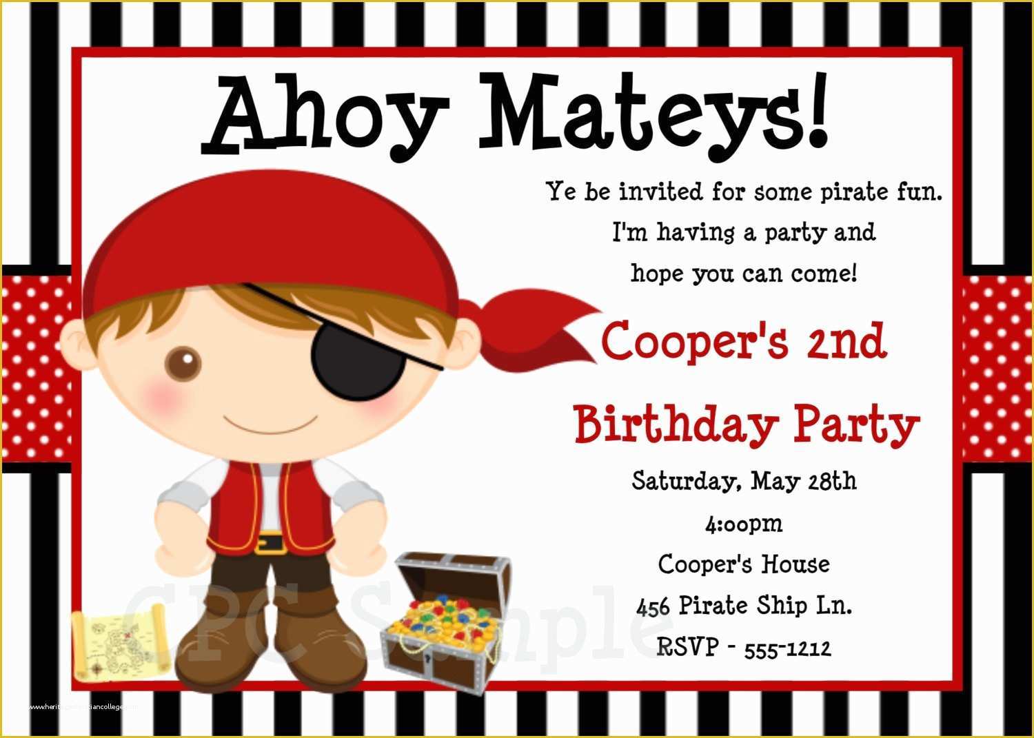 Free Pirate Invitation Template Of Pirate Birthday Invitation Pirate Party Invitations