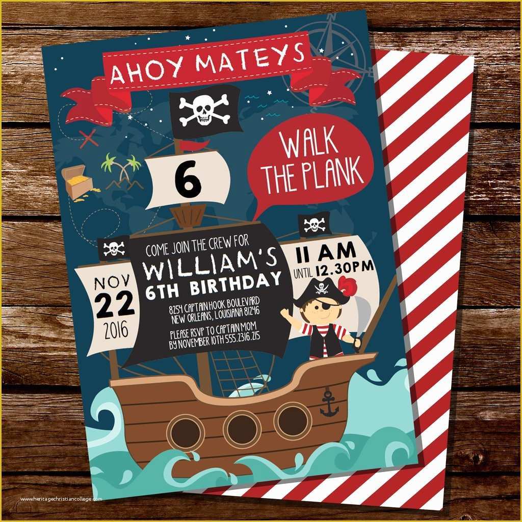 Free Pirate Invitation Template Of Pirate Birthday Party Invitation for A Boy