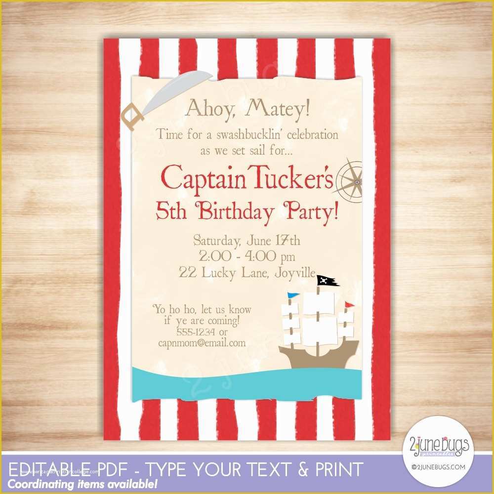 Free Pirate Invitation Template Of Pirate Birthday Party Invitation Pirate Party Invite Pirate