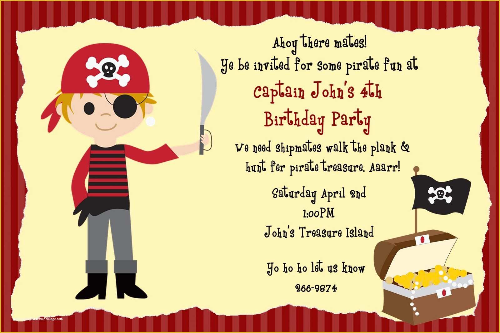 Free Pirate Invitation Template Of Pirate Party Invitation Template