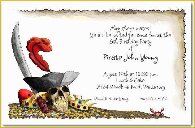 Free Pirate Invitation Template Of Pirate S Gold Birthday Party Invitations