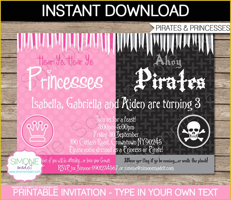 Free Pirate Invitation Template Of Pirates & Princesses Party Invitations Template