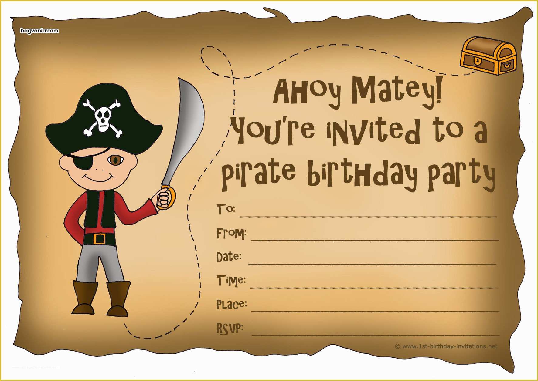 Free Pirate Invitation Template Of Pirates Birthday Invitations – Free Printable Birthday