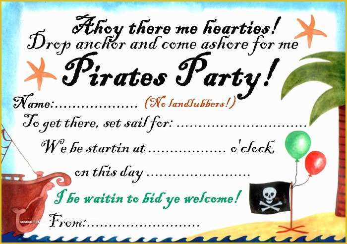 Free Pirate Invitation Template Of Pirates Party Invitation