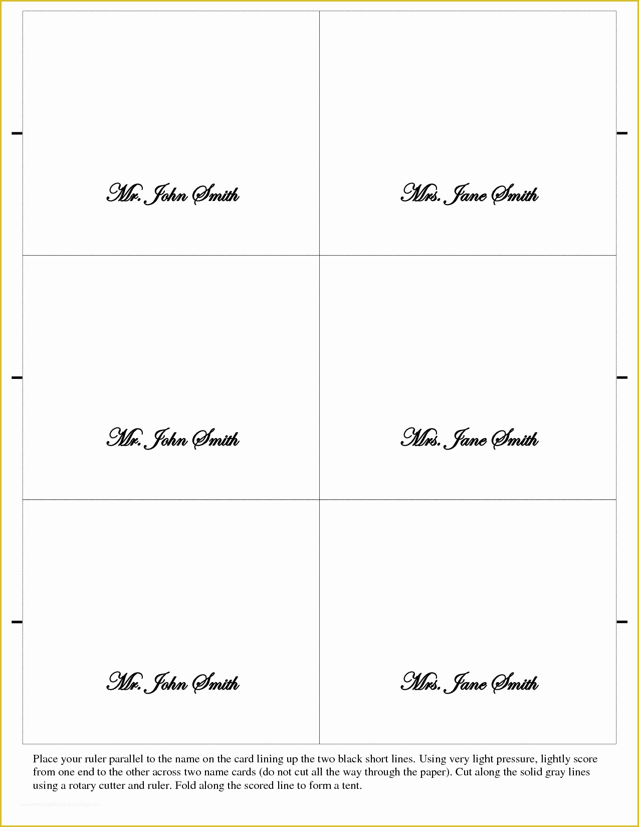 Free Place Card Template Of 7 Best Of Printable Folded Place Card Template