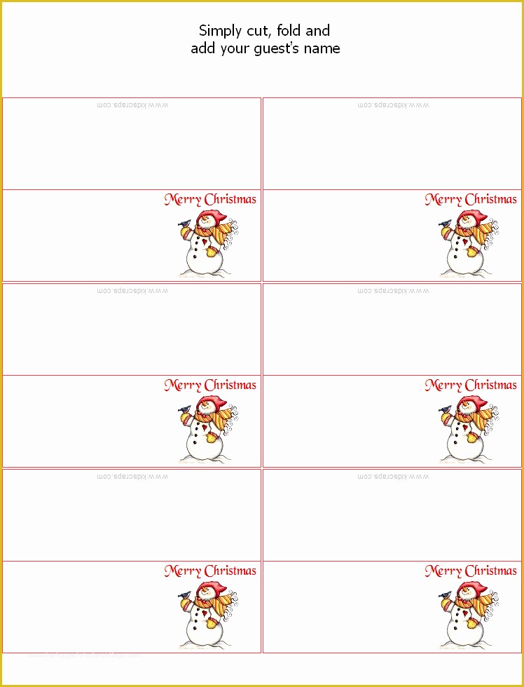 Free Place Card Template Of Free Christmas Place Card Templates