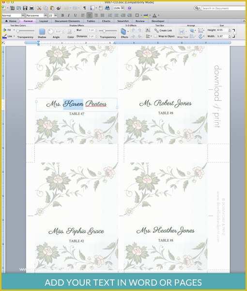 Free Place Card Template Of Microsoft Place Card Template Salonbeautyform