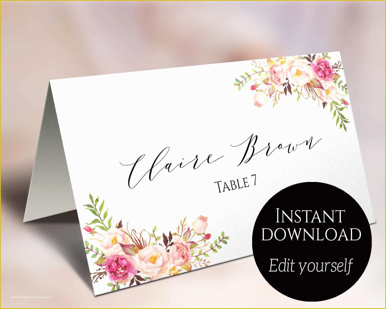 Free Place Card Template Of Place Card Template Wedding Place Cards Editable Place