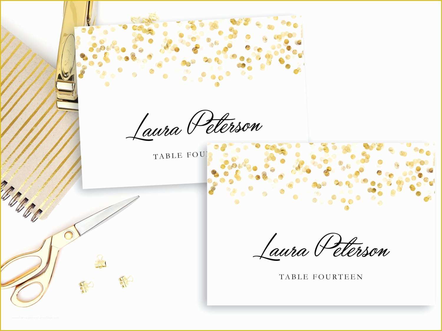 Free Place Card Template Of Printable Place Card Template Gold Confetti Place Cards