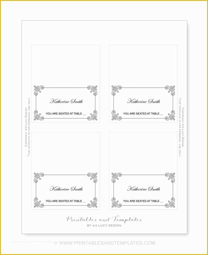Free Place Card Template Of Printable Place Cards Template 