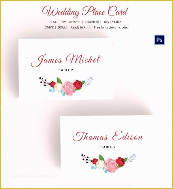 Free Place Card Template Word Of 25 Wedding Place Card Templates