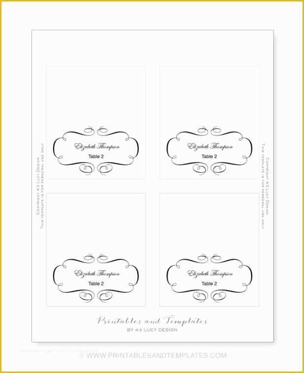 Free Place Card Template Word Of Free Printable Blank Place Card Template