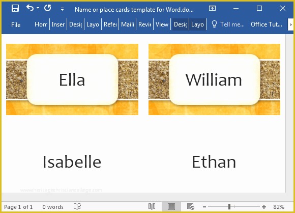 Free Place Card Template Word Of Printable Place Cards Template for Word