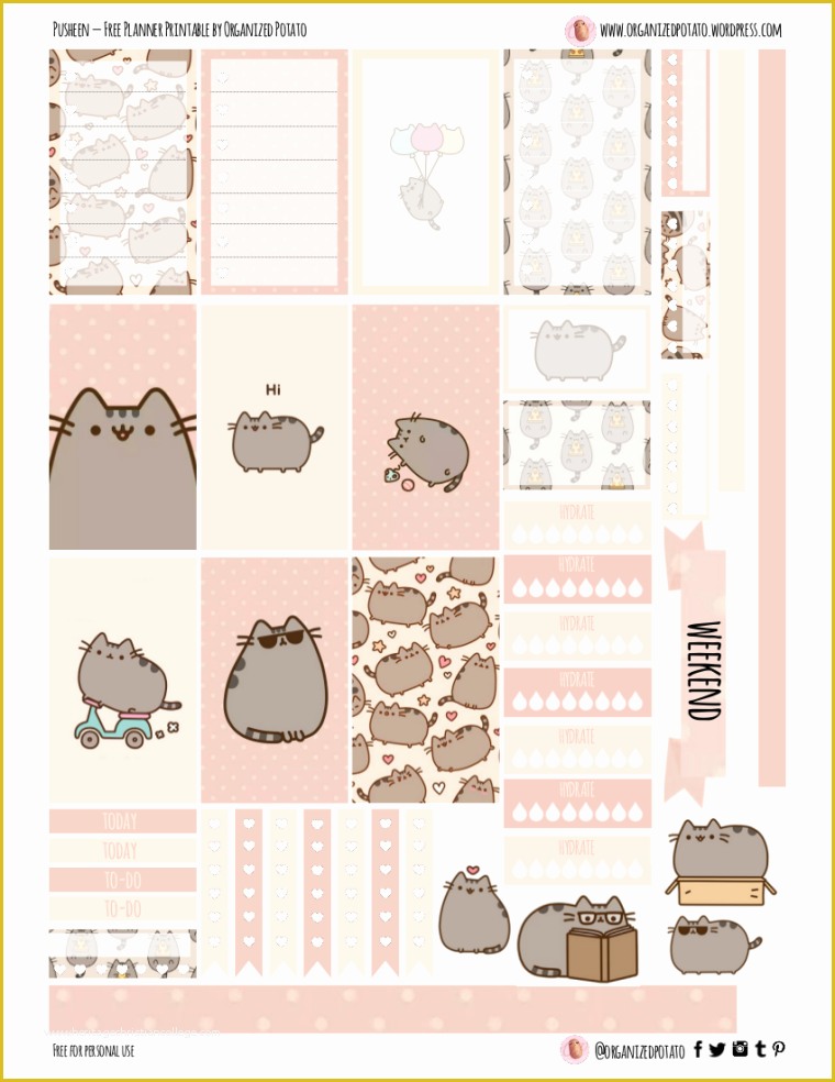 Free Planner Sticker Template Of Free Planner Printable Pusheen – organized Potato