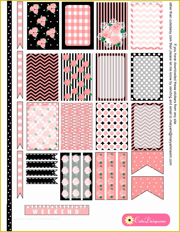 Free Planner Sticker Template Of Free Printable Shabby Chic Stickers for Planner In 6 Colors