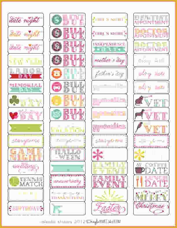 Free Planner Sticker Template Of Planner Stickers Template