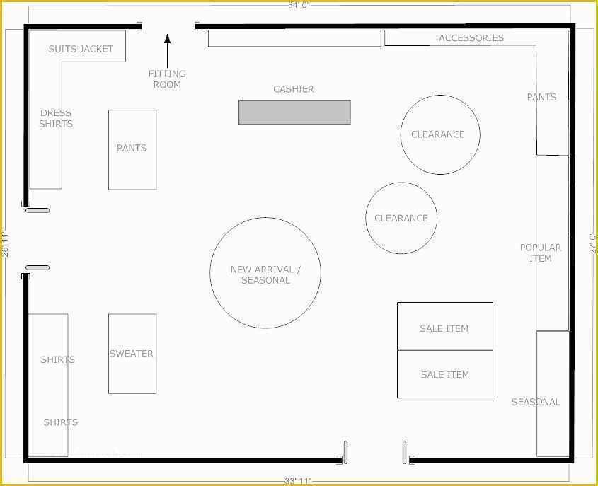 Free Planogram Templates Of Boutique Free Flow Store Layout Floor Plans