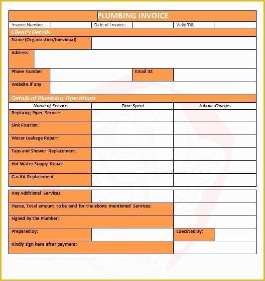 Free Plumbing Templates Of 14 Free Plumbing Invoice Templates Demplates