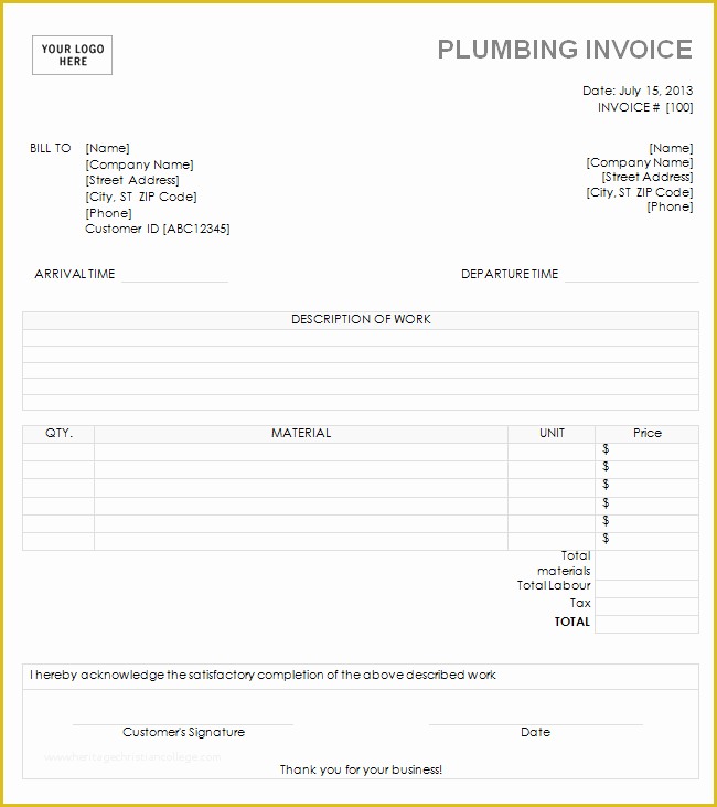 Free Plumbing Templates Of 14 Free Plumbing Invoice Templates Demplates