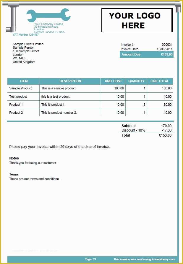 Free Plumbing Templates Of Invoice Template for Plumbers