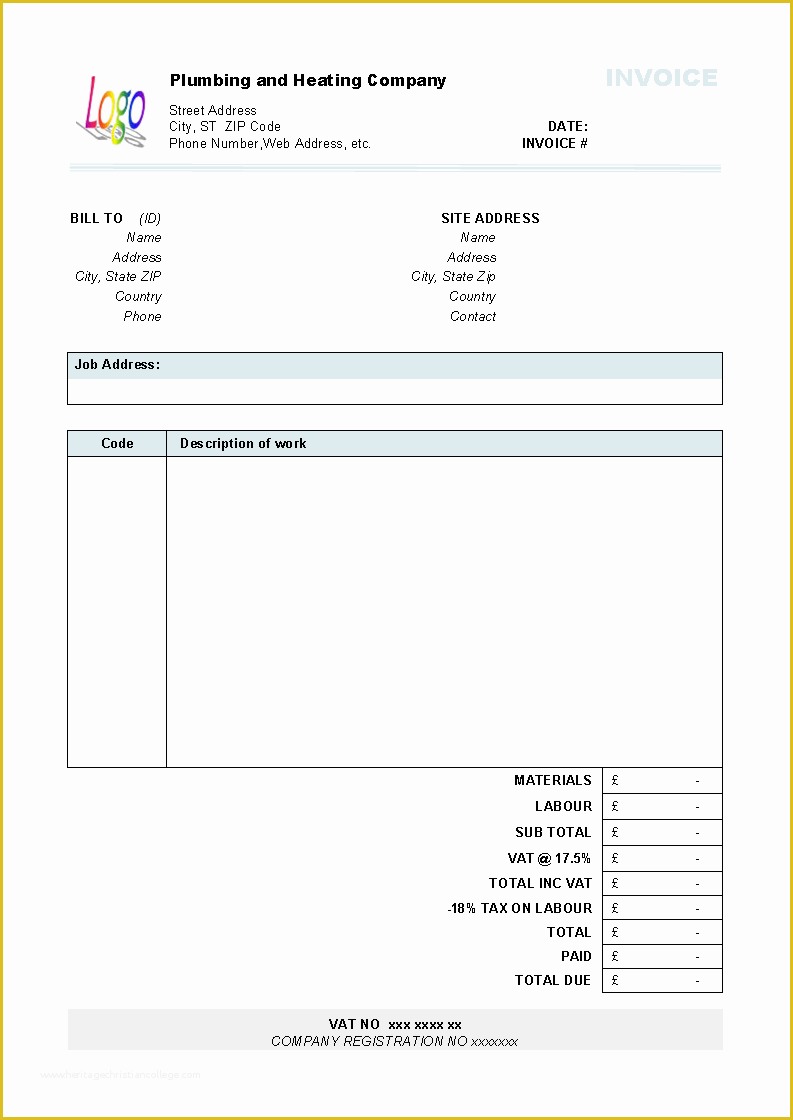 Free Plumbing Templates Of Plumbing and Heating Invoice form Uniform Invoice software