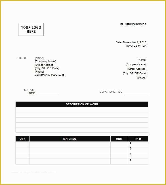 Free Plumbing Templates Of Plumbing Invoice Free Download Printable Templates Lab